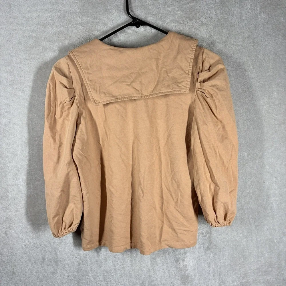 Hadas Pointed Collar Puff Sleeve Top Size 14 Vintage Style Whimsical Statement
